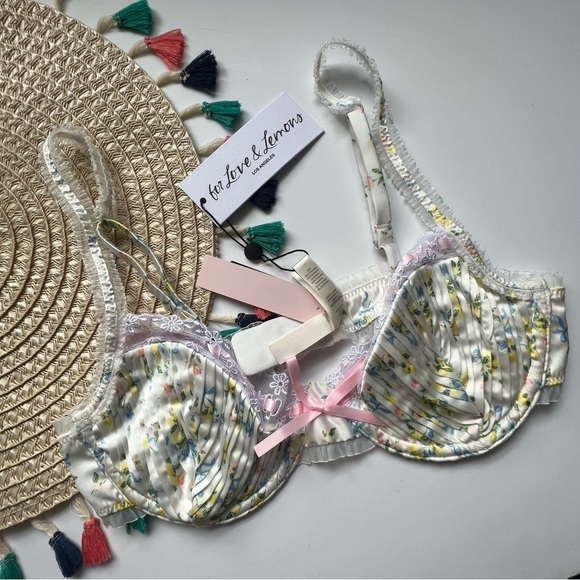 For Love And Lemons Charlotte Bra White Floral XS NEW - Picture 8 of 8